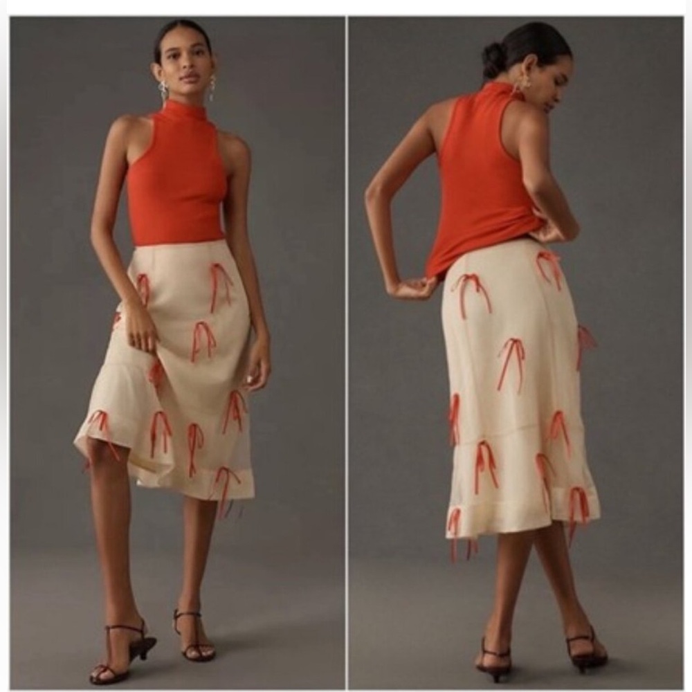 Anthropologie Pencil Midi Skirt with bows